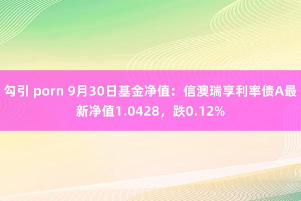 勾引 porn 9月30日基金净值：信澳瑞享利率债A最新净值1.0428，跌0.12%
