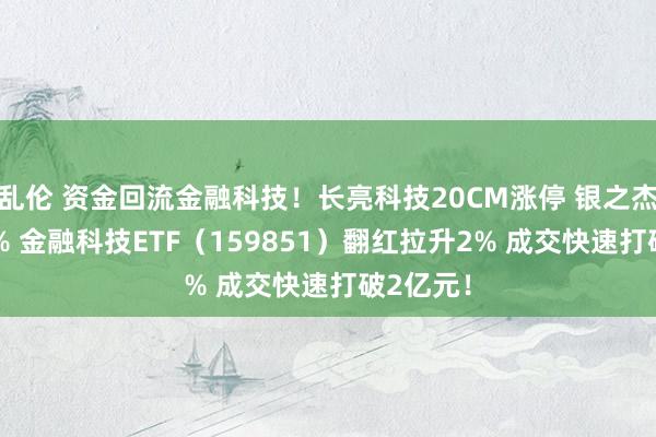 乱伦 资金回流金融科技！长亮科技20CM涨停 银之杰涨超15% 金融科技ETF（159851）翻红拉升2% 成交快速打破2亿元！