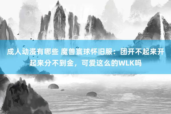 成人动漫有哪些 魔兽寰球怀旧服：团开不起来开起来分不到金，可爱这么的WLK吗