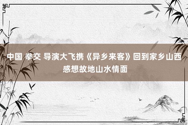中国 拳交 导演大飞携《异乡来客》回到家乡山西 感想故地山水情面