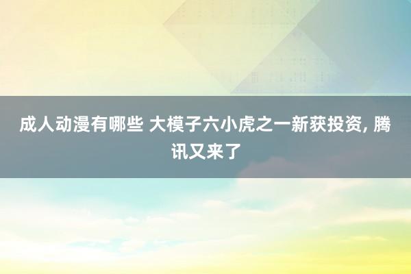 成人动漫有哪些 大模子六小虎之一新获投资， 腾讯又来了