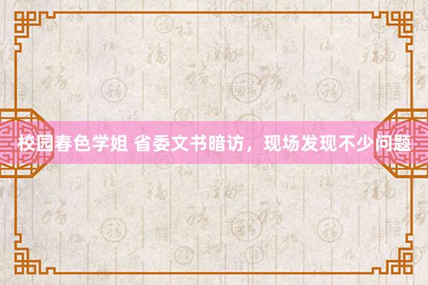 校园春色学姐 省委文书暗访，现场发现不少问题