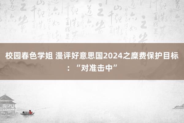校园春色学姐 漫评好意思国2024之糜费保护目标：“对准击中”