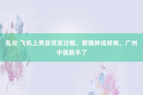 乱伦 飞机上男孩突发过敏，眼睛肿成核桃，广州中医脱手了