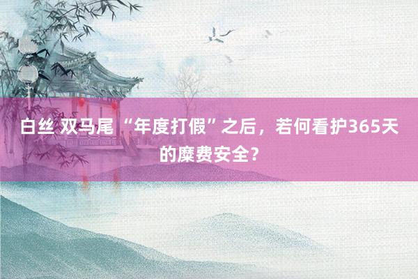 白丝 双马尾 “年度打假”之后，若何看护365天的糜费安全？