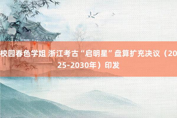校园春色学姐 浙江考古“启明星”盘算扩充决议（2025-2030年）印发
