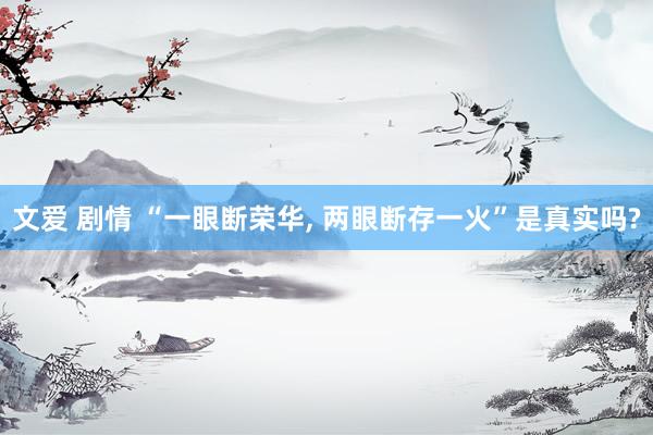 文爱 剧情 “一眼断荣华， 两眼断存一火”是真实吗?